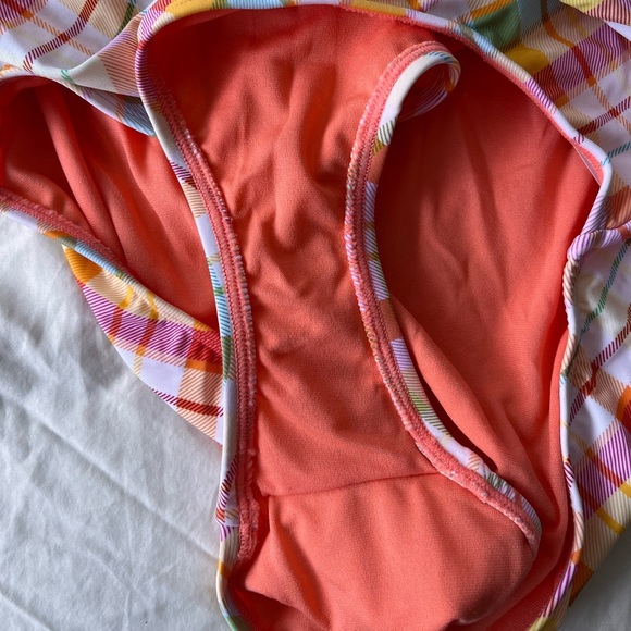 NWT Bleu Rod Beattie Multicolour Plaid Ruffle One-Piece Swimsuit 14 - Picture 7 of 16